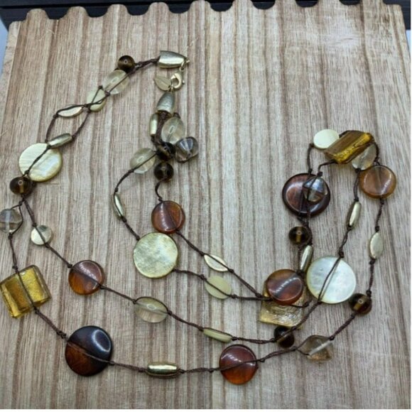 Coldwater Creek Double Strand Dichroic Glass Disc Bead Necklace - Picture 2 of 4